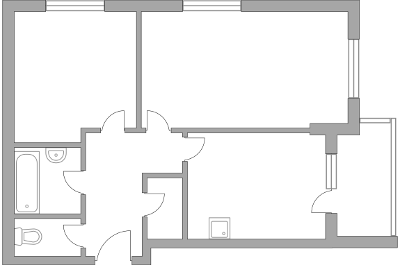 Двухкомнатная квартира 53 м²