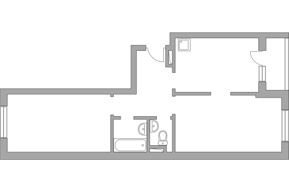 Двухкомнатная квартира 60.2 м²