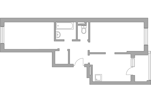 Двухкомнатная квартира 58.2 м²