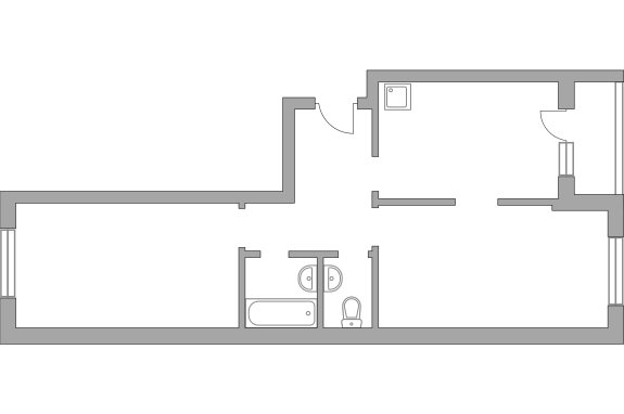 Двухкомнатная квартира 60.7 м²