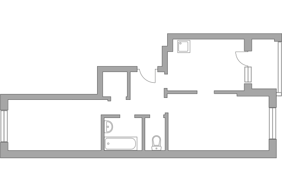 Двухкомнатная квартира 58.7 м²