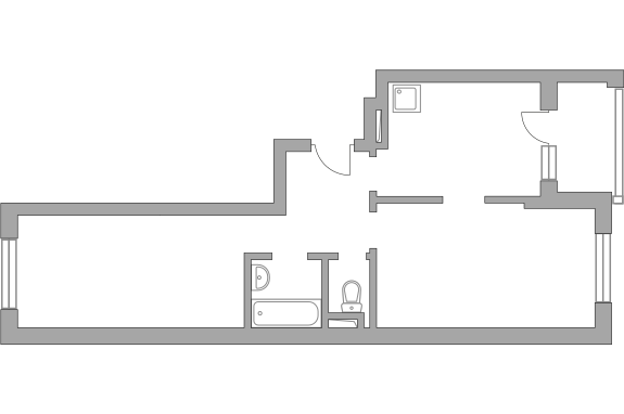 Двухкомнатная квартира 55.9 м²
