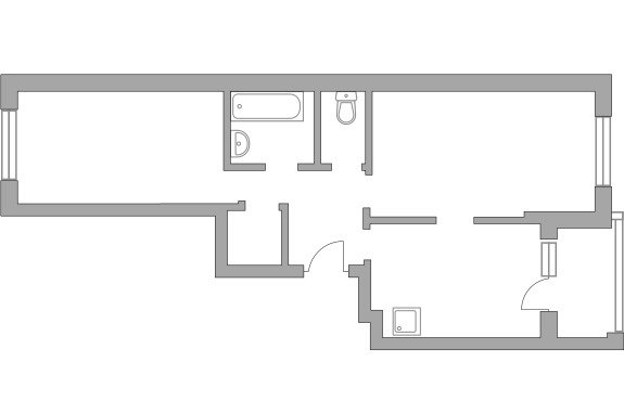 Двухкомнатная квартира 58.7 м²