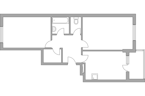 Двухкомнатная квартира 59.1 м²