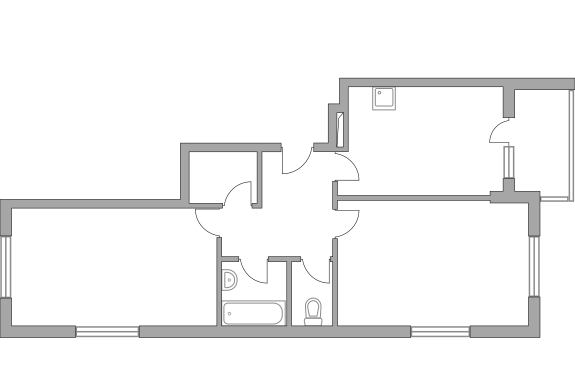 Двухкомнатная квартира 60.9 м²