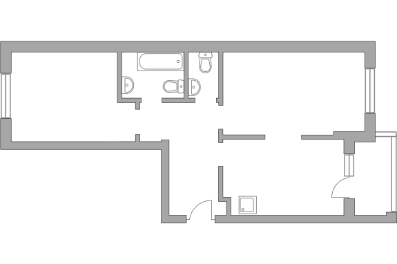 Двухкомнатная квартира 59.6 м²